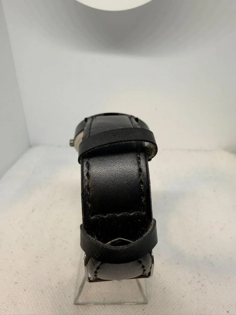 Oruss 1853 Mens Black Dial Gold Tone Hands Leather Strap Watch 38mm Black Dial
